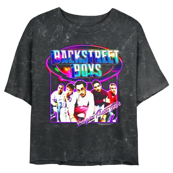 Junior's Backstreet Boys Retro Larger Than Life Graphic Crop T-Shirt