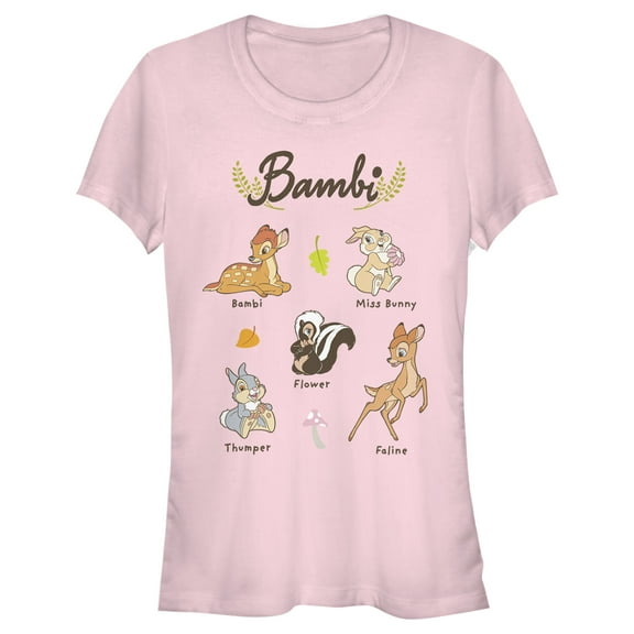 Junior's Bambi Character Names Graphic Tee Light Pink Small