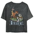 thumbnail image 1 of Junior's Bambi Distressed Classic Butterfly Scene Graphic Crop T-Shirt Black Medium, 1 of 4