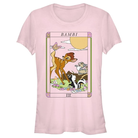 Junior's Bambi Friends Tarot Card  Graphic Tee Light Pink Small