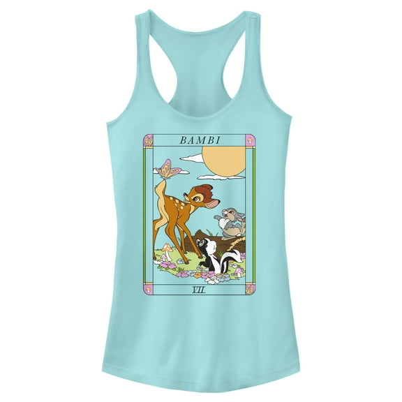 Junior's Bambi Friends Tarot Card Racerback Tank Top Cancun Medium