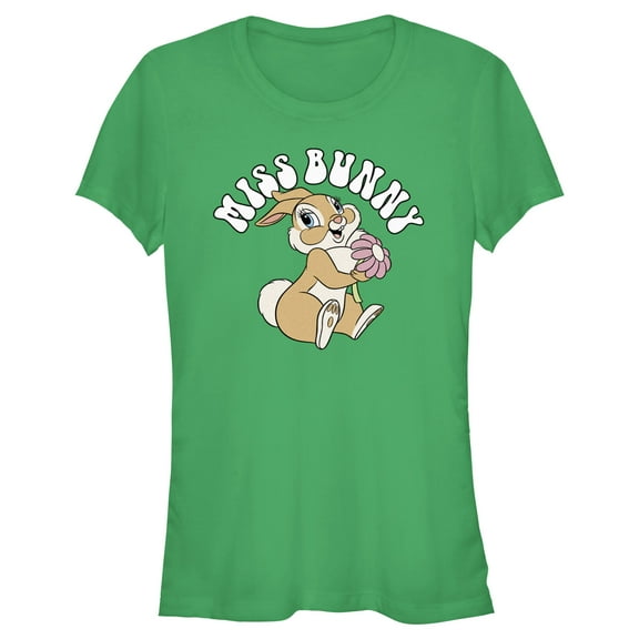 Junior's Bambi Miss Bunny Graphic Tee Kelly Green Small