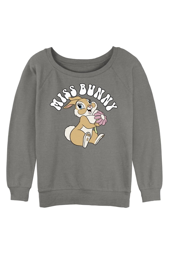 Junior's Bambi Miss Bunny Sweatshirt Gray Heather Large