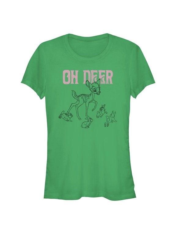 Junior's Bambi Oh Deer Group Graphic Tee Kelly Green X Large