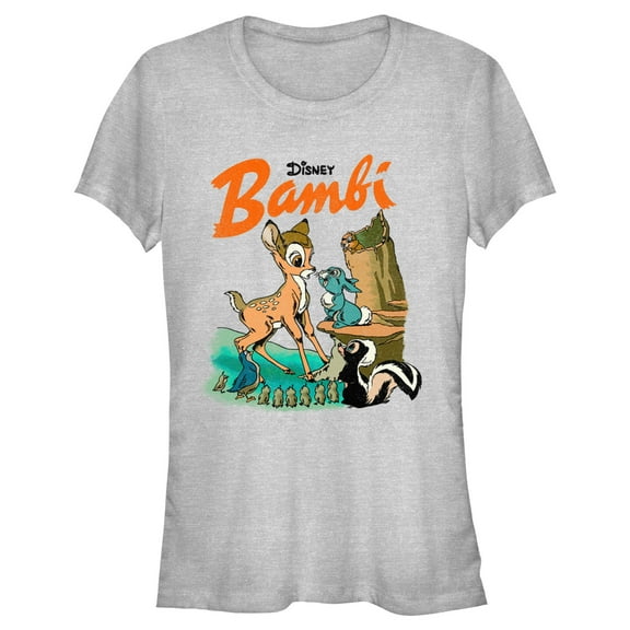 Junior's Bambi Retro Poster  Graphic Tee Athletic Heather 2X Large