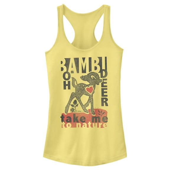 Junior's Bambi Take Me to Nature Racerback Tank Top Banana 2X Large