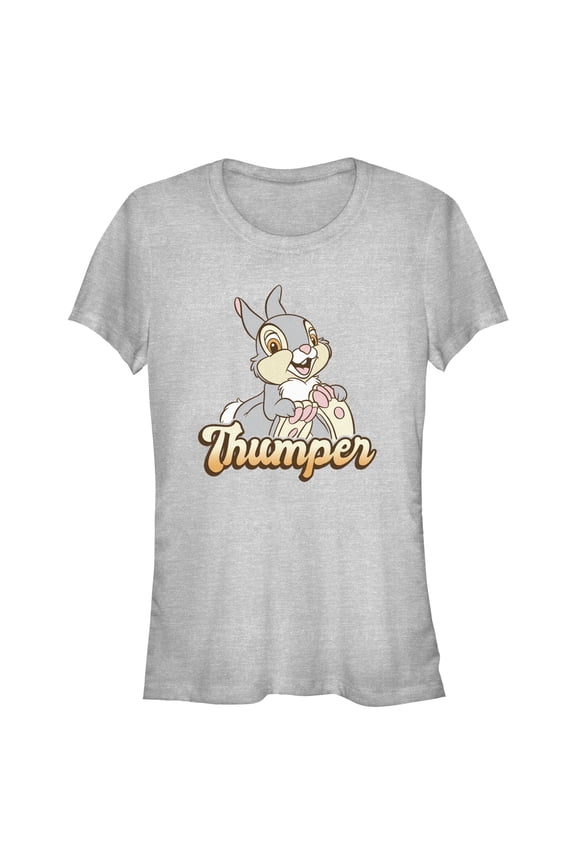 Junior's Bambi Thumper Portrait Graphic Tee Athletic Heather Large