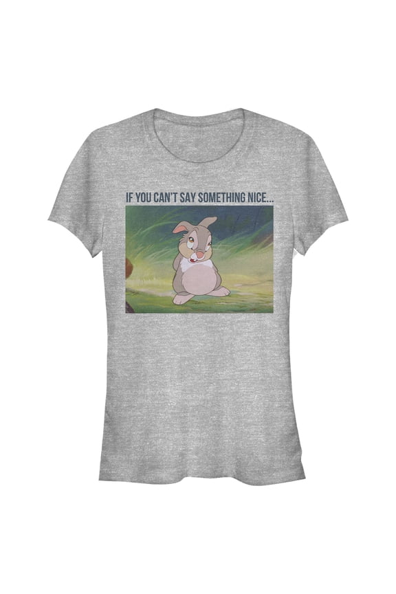 Junior's Bambi Thumper Quote  Graphic Tee Athletic Heather Large
