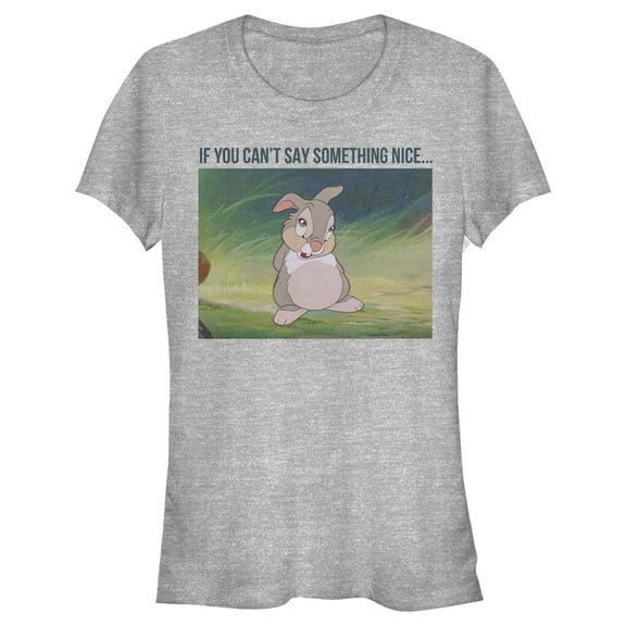 Junior's Bambi Thumper Quote  Graphic Tee Athletic Heather Medium