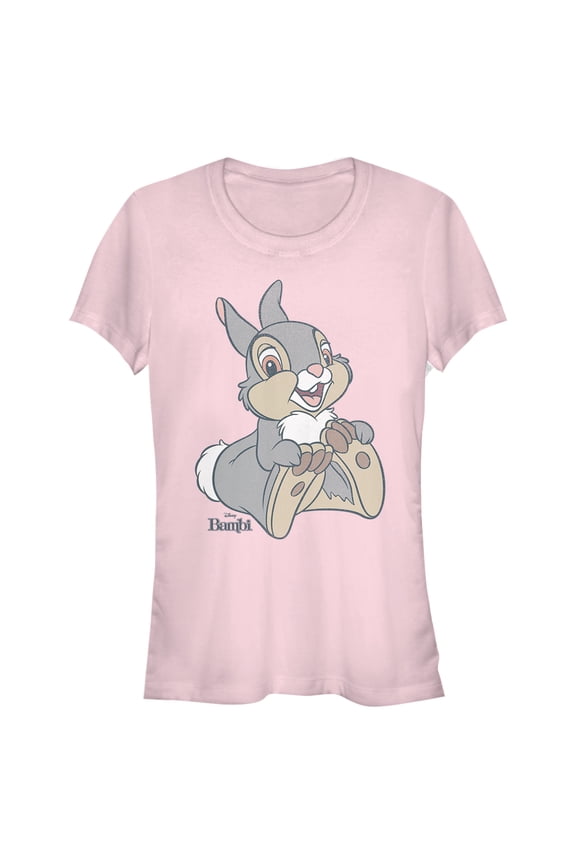 Junior's Bambi Thumper the Rabbit Graphic Tee Light Pink Large