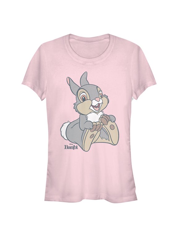 Junior's Bambi Thumper the Rabbit Graphic Tee Light Pink Small