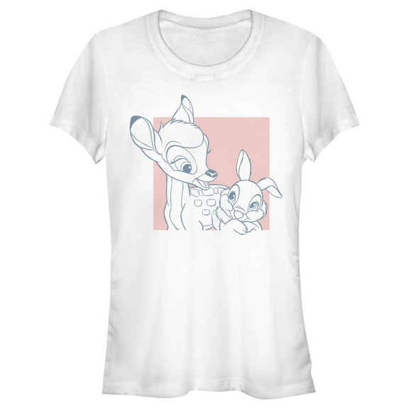 Junior's Bambi Together with Thumper  Graphic Tee White Small