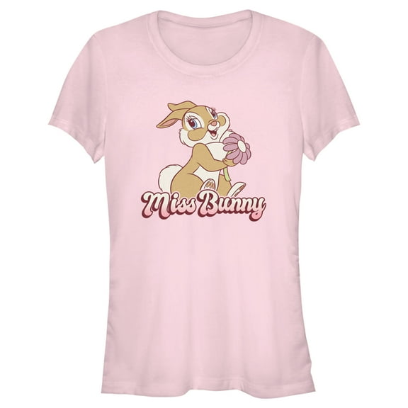 Junior's Bambi Valentine's Day Thumper Miss Bunny  Graphic Tee Light Pink 2X Large
