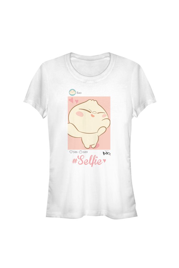 Junior's Bao Dumpling Selfie Graphic Tee White Medium