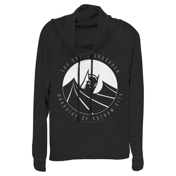 Junior's Batman Guardian of Gotham Cowl Neck Sweatshirt Black Medium