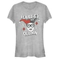 thumbnail image 1 of Junior's Batman Harley Quinn Smile Face Graphic Tee Athletic Heather Medium, 1 of 2
