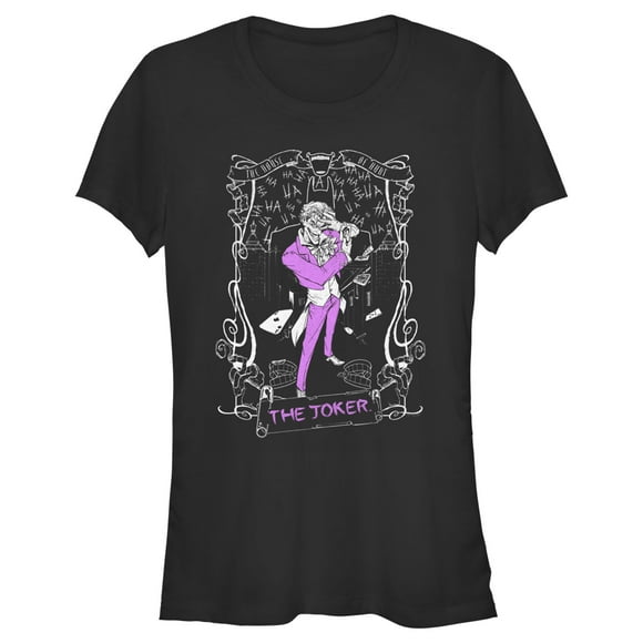 Junior's Batman Joker Tarot  Graphic Tee Black Large
