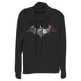 thumbnail image 1 of Junior's Batman Logo Geometric Wing  Cowl Neck Sweatshirt Black Small, 1 of 3
