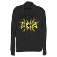 thumbnail image 1 of Junior's Batman Logo Kanji Characters  Cowl Neck Sweatshirt Black X Small, 1 of 3