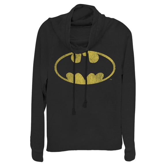 Junior's Batman Logo Retro Caped Crusader Cowl Neck Sweatshirt Black 4X Large