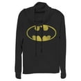 thumbnail image 1 of Junior's Batman Logo Retro Caped Crusader  Cowl Neck Sweatshirt Black Medium, 1 of 3