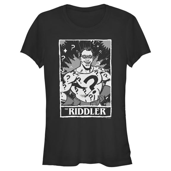 Junior's Batman Riddler Tarot  Graphic Tee Black 2X Large