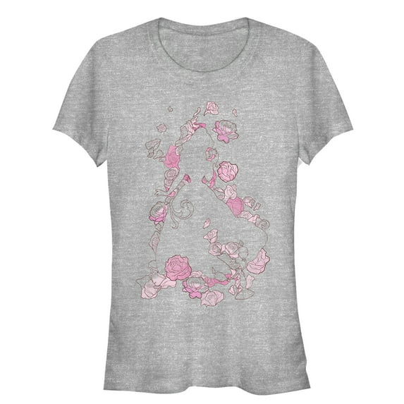 Junior's Beauty and the Beast Belle Rose Frame Graphic Tee Athletic Heather Small