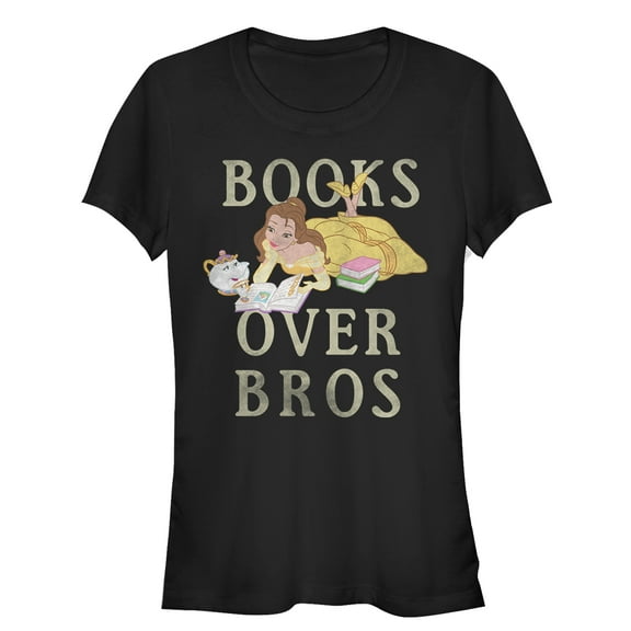 Junior's Beauty and the Beast Books Over Bros Graphic Tee Black Medium