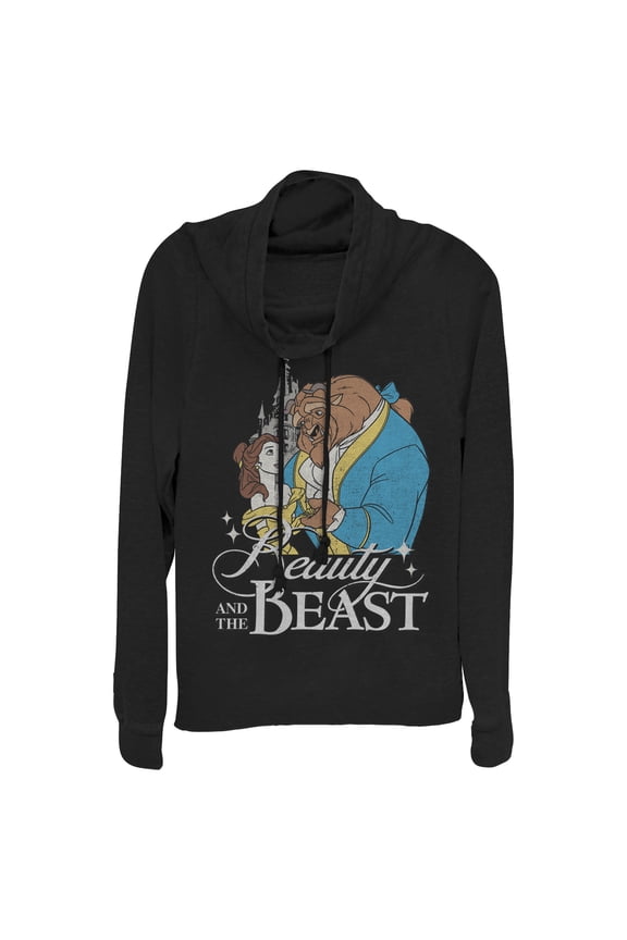 Junior's Beauty and the Beast Classic Cowl Neck Sweatshirt Black X Small