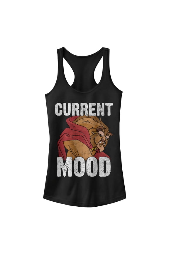 Junior's Beauty and the Beast Current Mood Racerback Tank Top Black Small