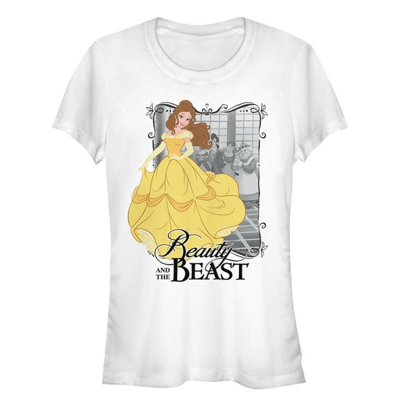 Junior's Beauty and the Beast Dance Graphic Tee White Large