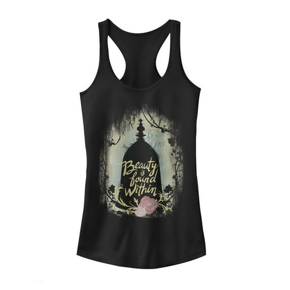 Junior's Beauty and the Beast Found Within Racerback Tank Top Black X Large
