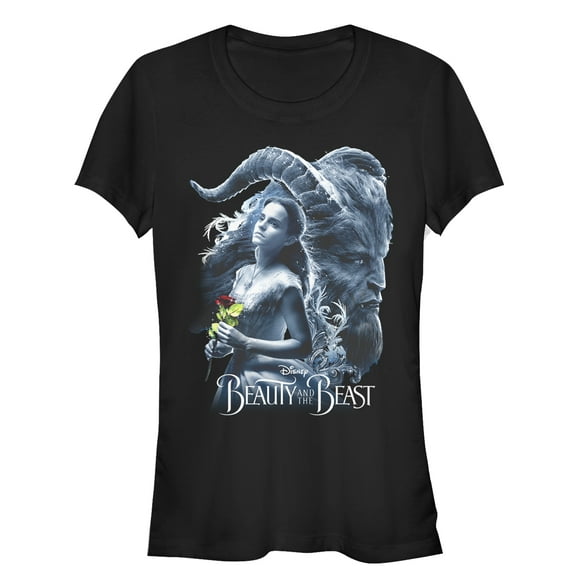Junior's Beauty and the Beast Frosted Lovers  Graphic Tee Black Medium
