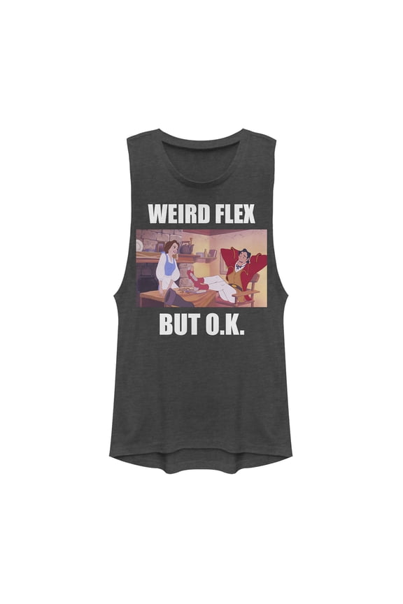 Junior's Beauty and the Beast Gaston Flex  Festival Muscle Graphic Tee Charcoal X Large