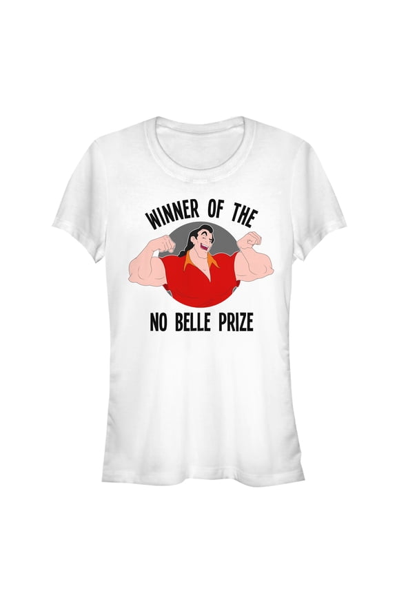 Junior's Beauty and the Beast Gaston No Belle Prize  Graphic Tee White 2X Large