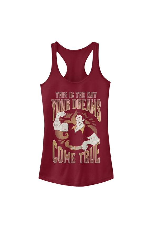 Junior's Beauty and the Beast Gaston The Day Your Dreams Come True  Racerback Tank Top Scarlet Small