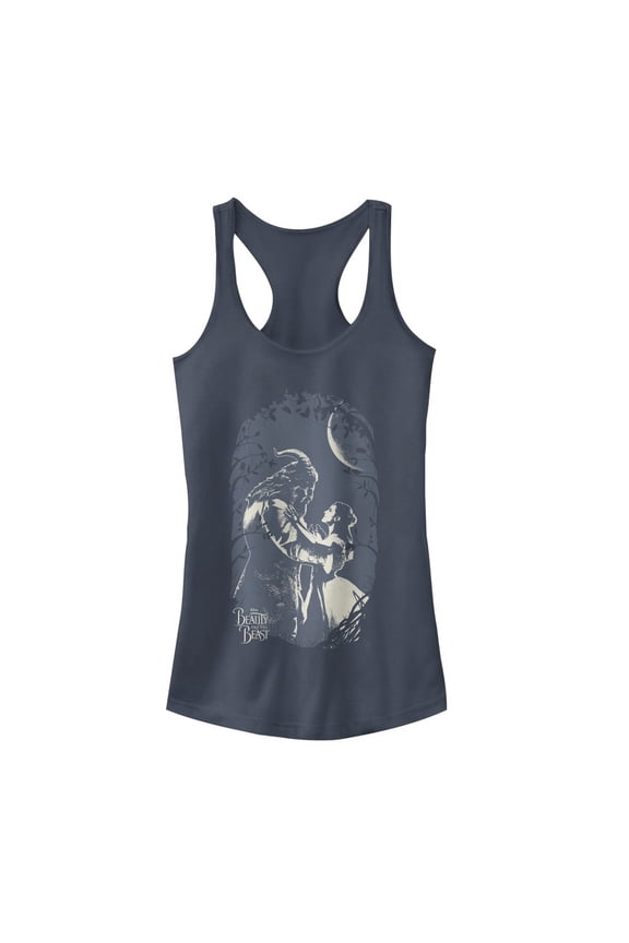 Junior's Beauty and the Beast Moon Dance Racerback Tank Top Indigo X Large