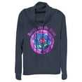 thumbnail image 1 of Junior's Beauty and the Beast Stained Glass Rose Cowl Neck Sweatshirt Navy Blue 2X Large, 1 of 3