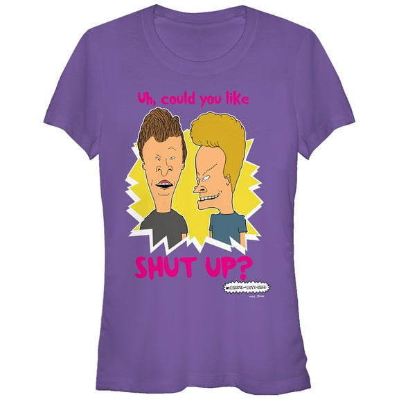 Junior's Beavis and Butt-Head Could You Like Shut Up  Graphic Tee Purple 2X Large
