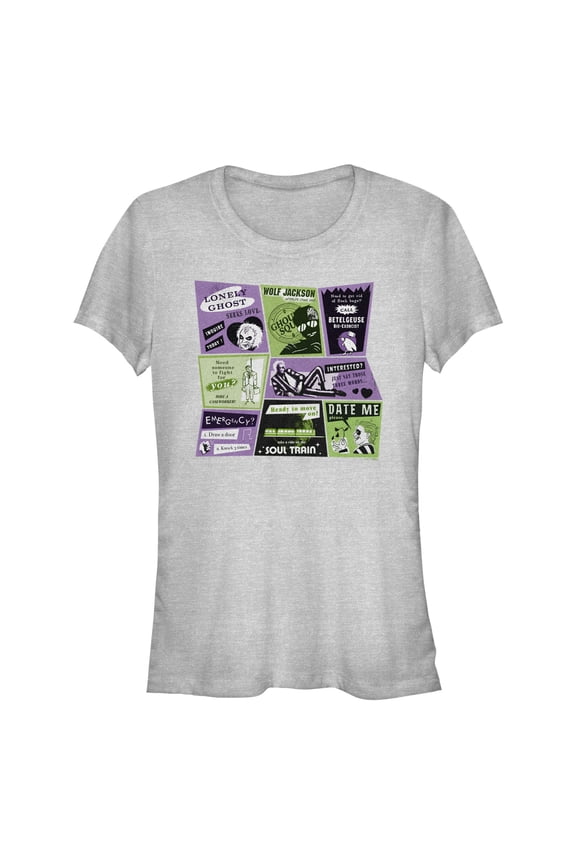 Junior's Beetlejuice Beetlejuice Retro Ads Graphic T-Shirt