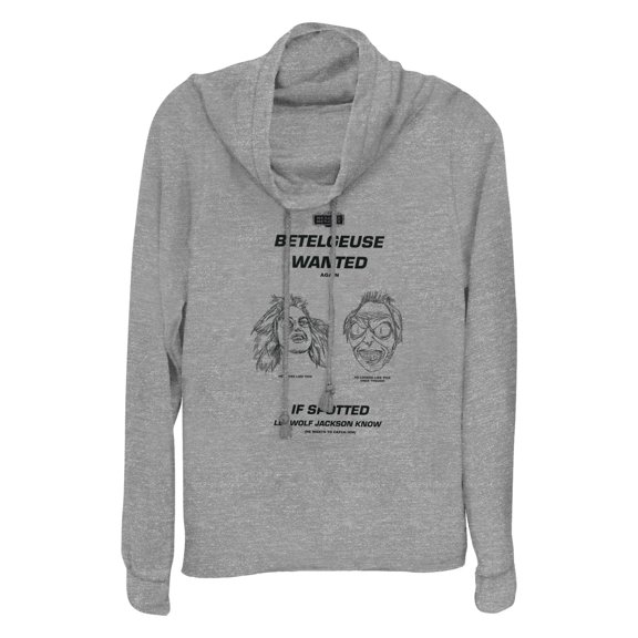 Junior's Beetlejuice Beetlejuice Wanted Again Cowl Neck Sweatshirt