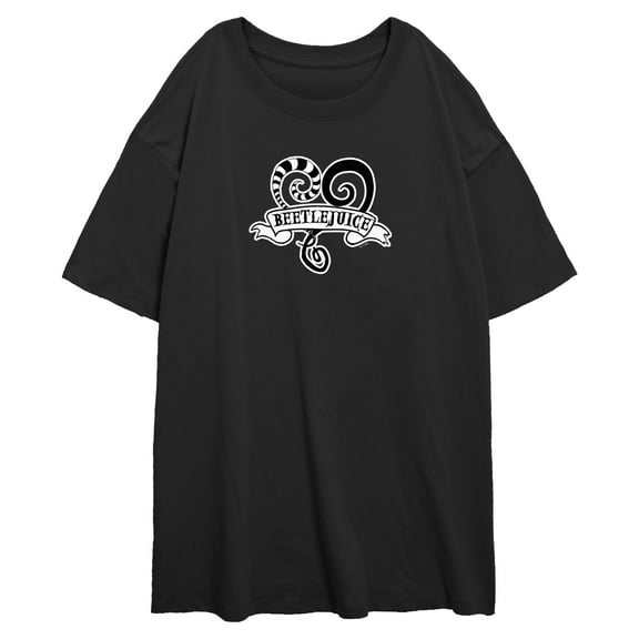 Junior's Beetlejuice Black and White Heart Logo  Graphic T-Shirt