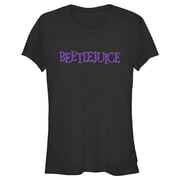 Juniors Beetlejuice Classic Purple Logo Graphic T-Shirt