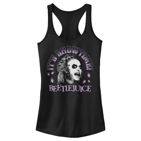 Junior's Beetlejuice It's Showtime Pink  Racerback Tank Top