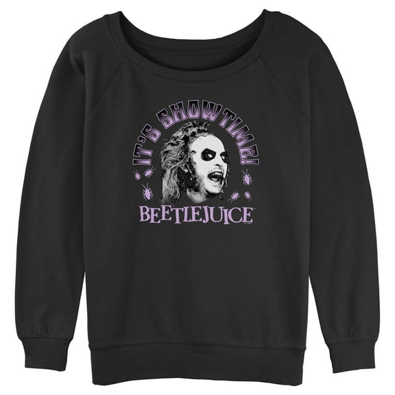 Junior's Beetlejuice It's Showtime Pink  Sweatshirt