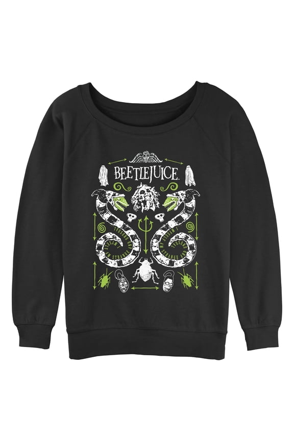 Junior's Beetlejuice Sandworm and Betelgeuse Symmetrical Sweatshirt