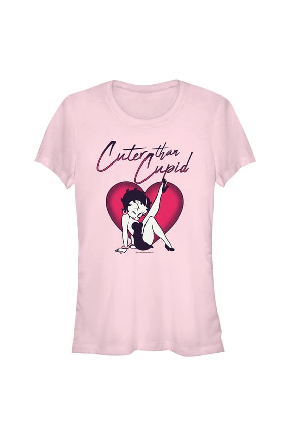 Junior's Betty Boop Cuter Than Cupid  Graphic Tee Light Pink 2X Large