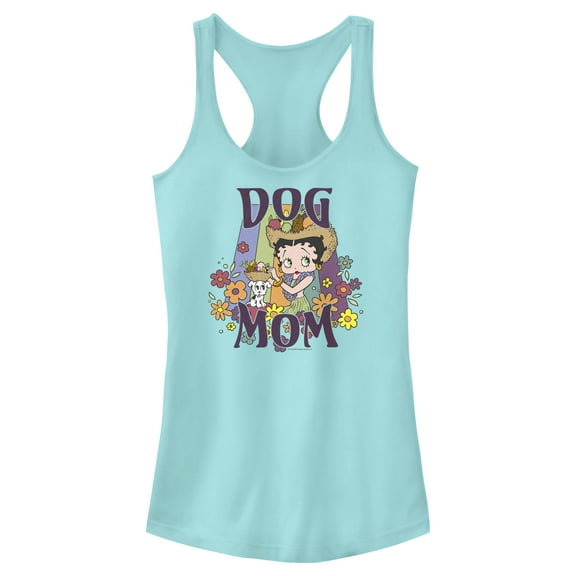 Junior's Betty Boop Floral Dog Mom Racerback Tank Top Cancun Small