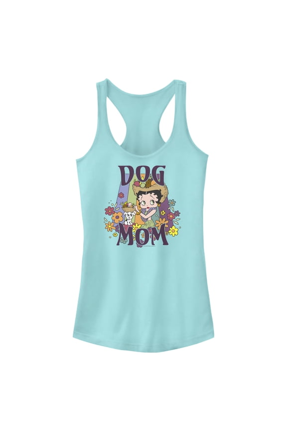 Junior's Betty Boop Floral Dog Mom Racerback Tank Top Cancun X Small