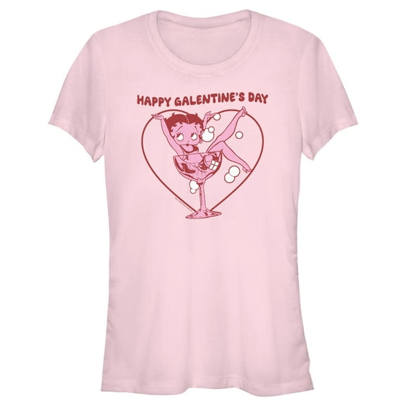 Junior's Betty Boop Happy Galentine's Day  Graphic Tee Light Pink 2X Large